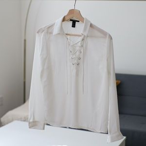 Forever 21 White Top with Tie